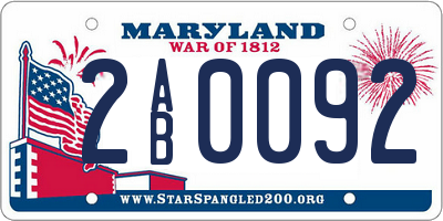 MD license plate 2AB0092