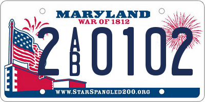 MD license plate 2AB0102