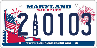 MD license plate 2AB0103