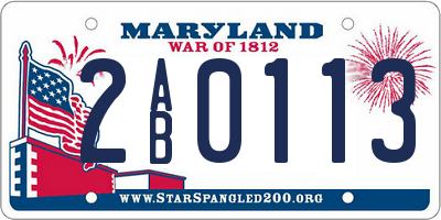 MD license plate 2AB0113