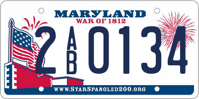 MD license plate 2AB0134