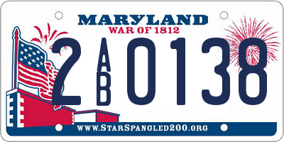 MD license plate 2AB0138