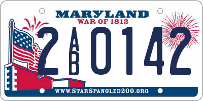 MD license plate 2AB0142