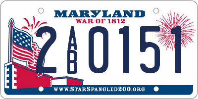 MD license plate 2AB0151