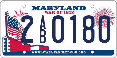 MD license plate 2AB0180