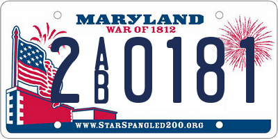 MD license plate 2AB0181