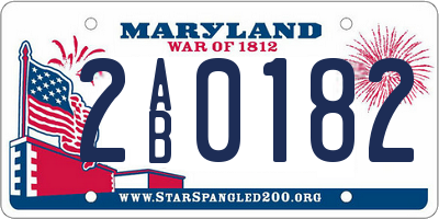 MD license plate 2AB0182