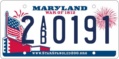 MD license plate 2AB0191