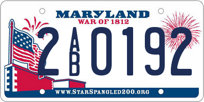 MD license plate 2AB0192