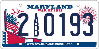 MD license plate 2AB0193