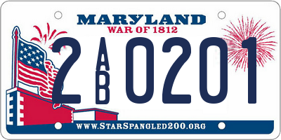 MD license plate 2AB0201