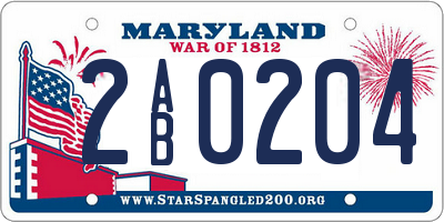 MD license plate 2AB0204