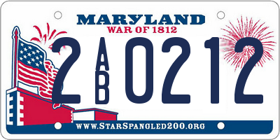 MD license plate 2AB0212