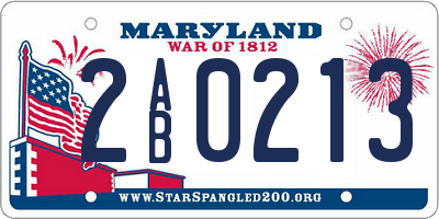 MD license plate 2AB0213