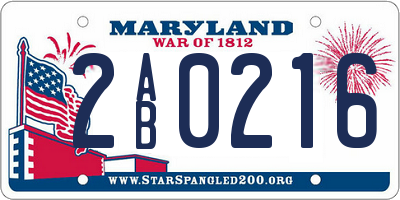 MD license plate 2AB0216