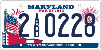 MD license plate 2AB0228