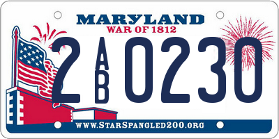 MD license plate 2AB0230