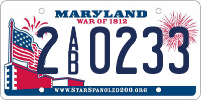 MD license plate 2AB0233