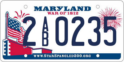 MD license plate 2AB0235