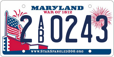 MD license plate 2AB0243