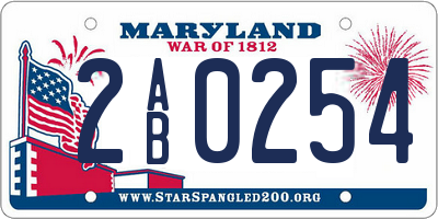 MD license plate 2AB0254