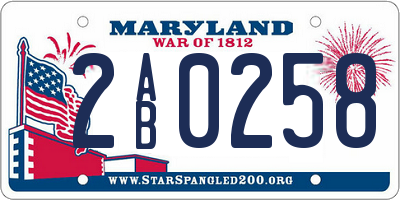 MD license plate 2AB0258