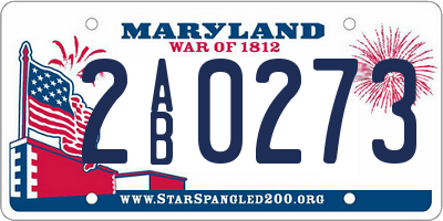 MD license plate 2AB0273