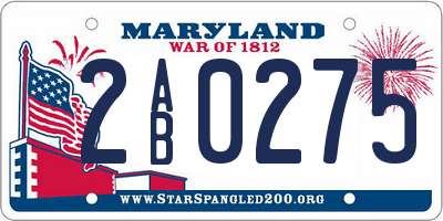 MD license plate 2AB0275