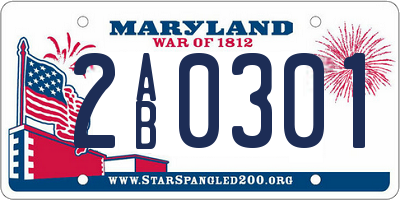 MD license plate 2AB0301