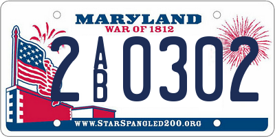 MD license plate 2AB0302