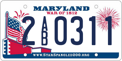 MD license plate 2AB0311