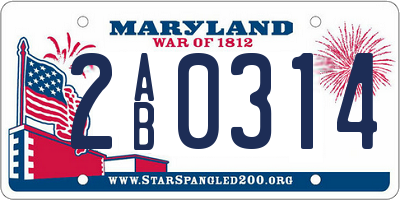 MD license plate 2AB0314