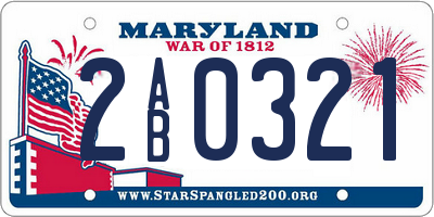 MD license plate 2AB0321