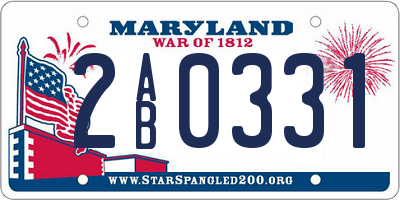 MD license plate 2AB0331