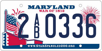 MD license plate 2AB0336