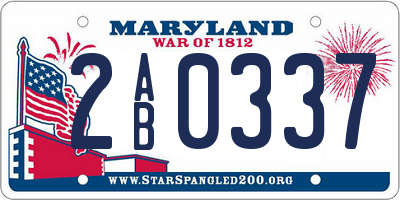 MD license plate 2AB0337