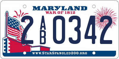 MD license plate 2AB0342