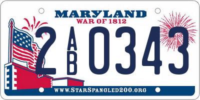 MD license plate 2AB0343