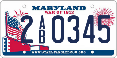 MD license plate 2AB0345