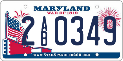 MD license plate 2AB0349