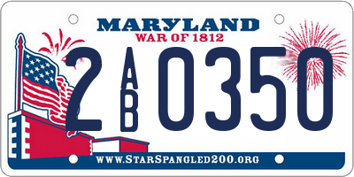 MD license plate 2AB0350