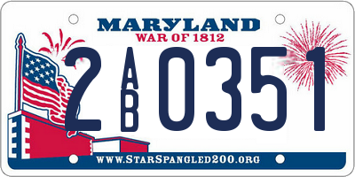 MD license plate 2AB0351