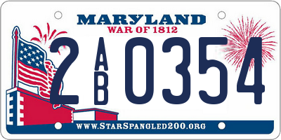 MD license plate 2AB0354