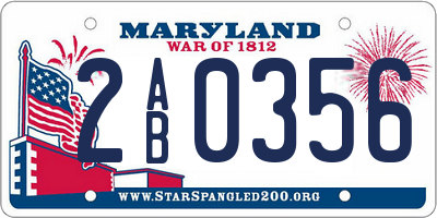 MD license plate 2AB0356