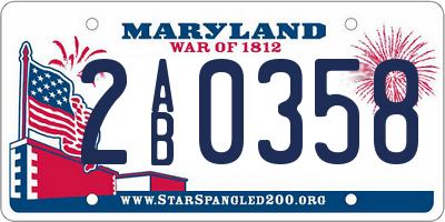 MD license plate 2AB0358