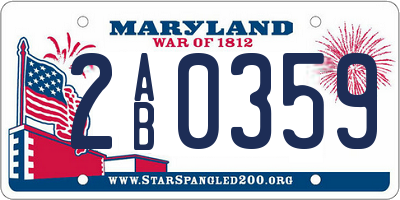 MD license plate 2AB0359