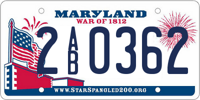 MD license plate 2AB0362