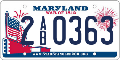 MD license plate 2AB0363