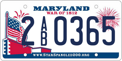 MD license plate 2AB0365