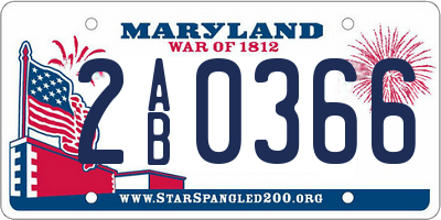 MD license plate 2AB0366